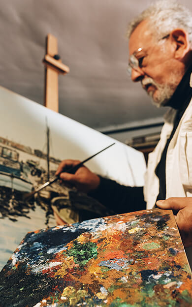 Elderly Man Painting