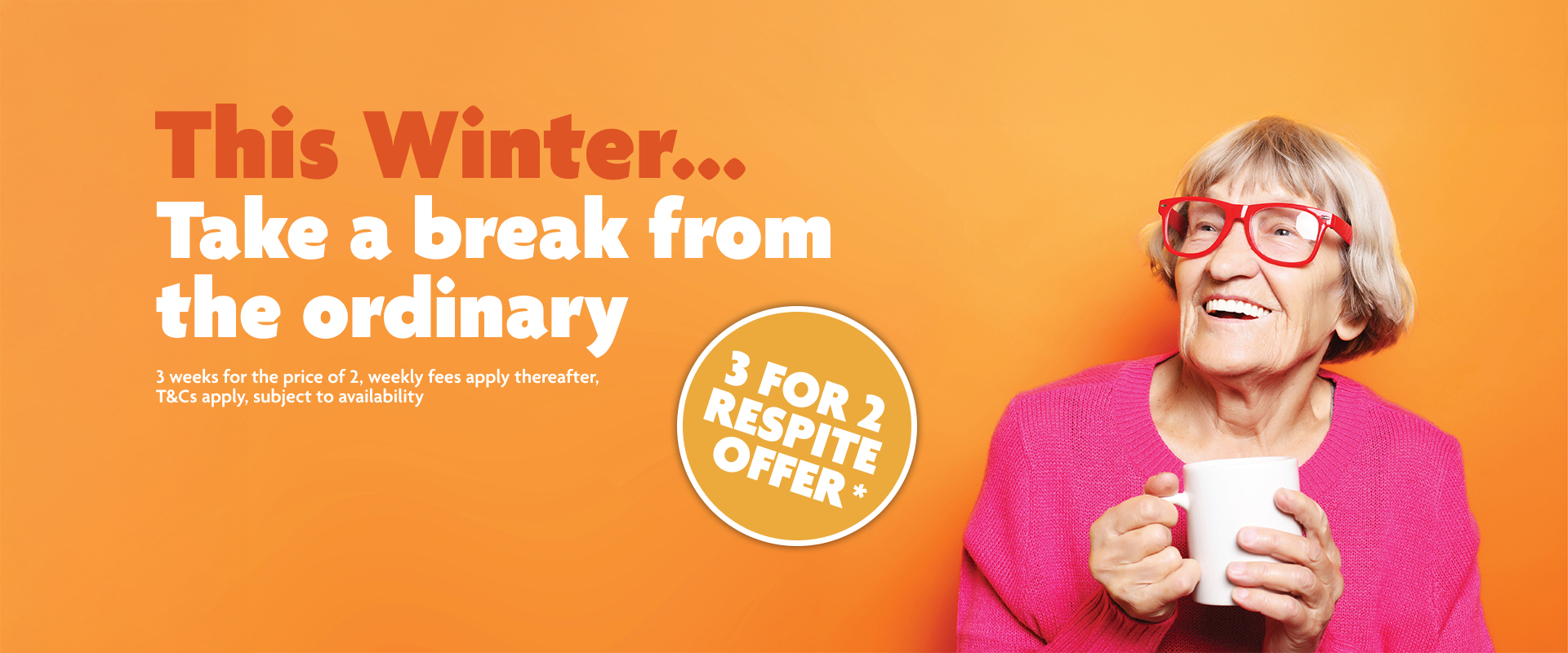 3 for 2 offer poster with lady in pink jumper